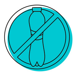 Forbidden to use plastic bottles. Do not throw away plastic. Design element. Vector illustration. Icon with shadow isolated on white background.