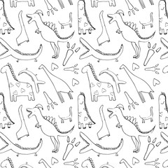 Seamless pattern with dinosaurs.