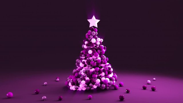 christmas tree 3d balls glowing toy new year celebrate pine background