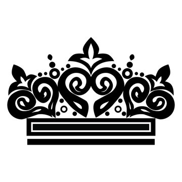 Illustration with shape of crown. Tattoo design element. Heraldry and logo concept art.
