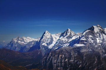 Eiger, Moench and Junfrau - three famous Swiss mountains