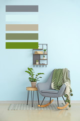 Interior of light modern room with houseplants