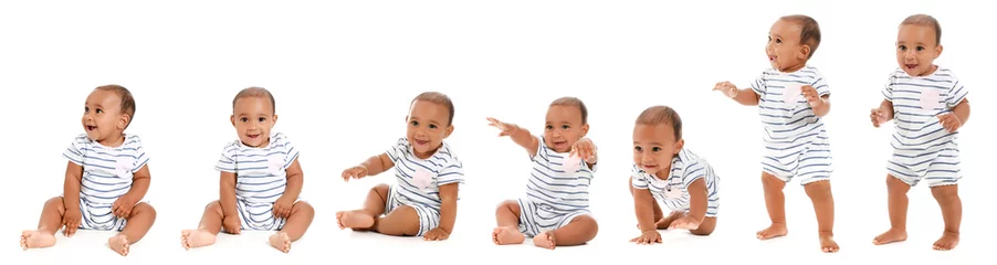 Fototapeten Cute African-American baby on white background © Pixel-Shot