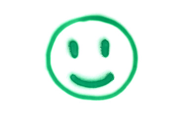Graffiti smile sign sprayed on white isolated background