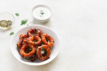 Bacon wrapped onion rings