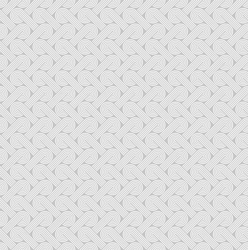 Twisted striped lines vector seamless pattern. Light gray neutral tileable background.