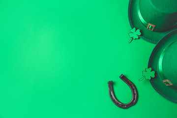 Composition for St. Patrick's Day on color background