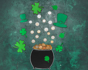 Composition for St. Patrick's Day on color background