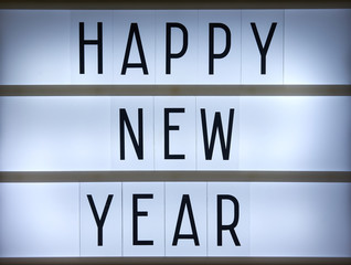 Happy new yeard cinematic writing on a whiteboard