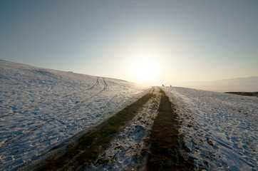 Roads in Baikal in the Russian winter