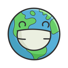 Happy planet earth cartoon illustration