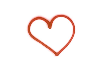 Graffiti heart sign sprayed on white isolated background