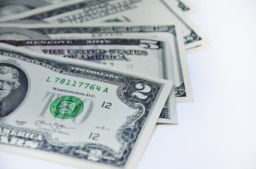 money dollar bills on a white background