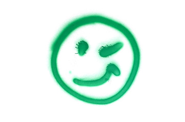 Graffiti smile sign sprayed on white isolated background