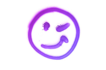 Graffiti smile sign sprayed on white isolated background
