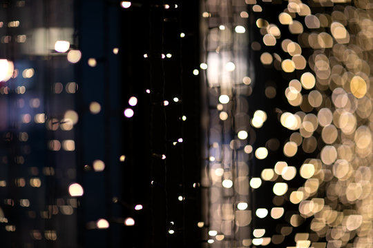 Festive light bokeh, randy yellow background.