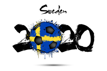 2020 and soccer ball in color of Sweden flag