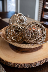 home decor ball in a bowl centerpiece on dining table
