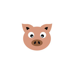 Piggy head logo, cartoon pig - vector illustration