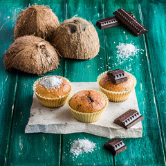 Coconut and chocolate muffins