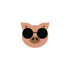 Piggy head logo, cartoon pig - vector illustration