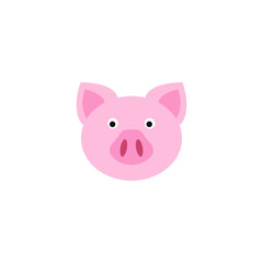 Piggy head logo, cartoon pig - vector illustration