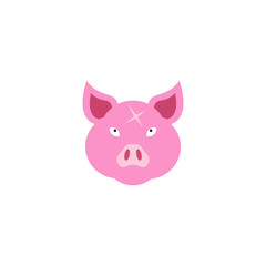Mascot Head of an pig, angry face logo
