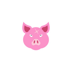 Mascot Head of an pig, angry face logo