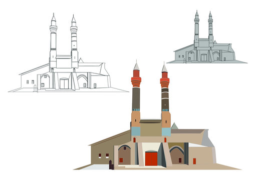 Double minaret Koran school has been built in 1271. Sivas turkey