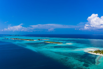 Fototapeta na wymiar Aerial view, Maldives, South Male Atoll, Bodufinolhu, Maldives Fun Island lagoon