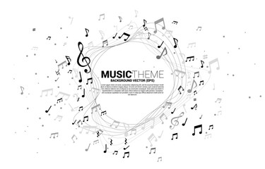 Fototapeta na wymiar Vector template banner and poster music melody note dancing flow . Concept background for song and concert theme.