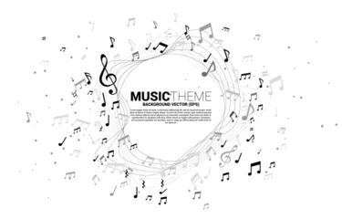 Fototapete Vector template banner and poster music melody note dancing flow . Concept background for song and concert theme. © Panithan