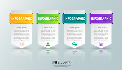 Infographics design template, Business concept with 4 steps or options, can be used for workflow layout, diagram, annual report, web design.Creative banner, label vector.