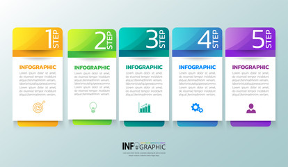 Infographics design template, Business concept with 5 steps or options, can be used for workflow layout, diagram, annual report, web design.Creative banner, label vector.