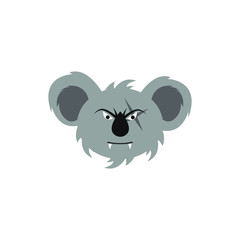 Koala cute bear in vector, an Australian animal, angry koala