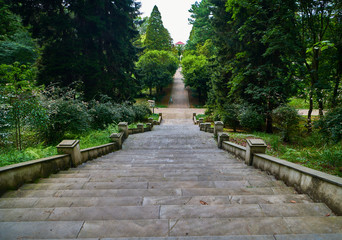 ancient staircase leading down into the park