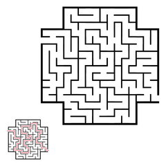 Illustration with labyrinth, maze conundrum for kids. Baby puzzle with entry and exit. Children riddle game.