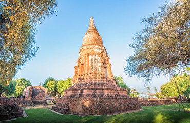 A beautiful view of buddhist temple in Ayutthaya, Thailand.