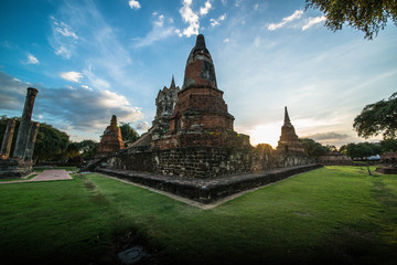 A beautiful view of buddhist temple in Ayutthaya, Thailand.