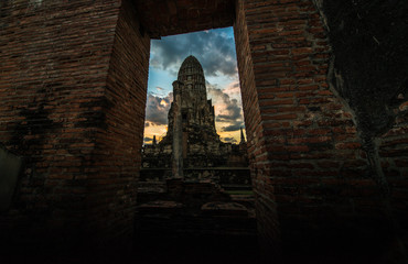 A beautiful view of buddhist temple in Ayutthaya, Thailand.