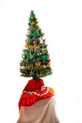  Christmas tree and its multicolored garlands, delicious and bright, on a white background