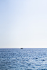 Obraz premium Caribbean sea surface summer wave background. Exotic water landscape with clouds on horizon. Natural tropical water paradise. Cuba nature relax. Travel tropical island resort. Ocean nature tranquility