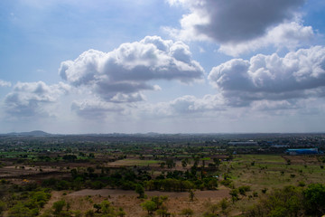 landscape with blue sky and clouds