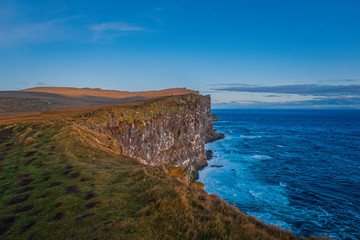 Stunning Latrabjarg cliffs, Europe's largest bird cliff and home to millions of birds. Western...