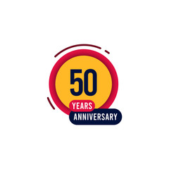 50 Years Anniversary orange yellow Vector Template Design Illustration