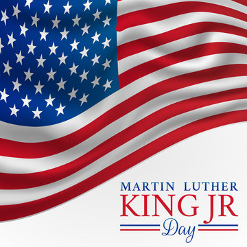 MLK Martin Luther King Jr. Day Vector Illustration Background with American Flag
