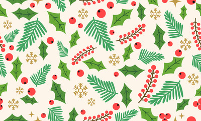 Unique Christmas leaf pattern background, with beautiful leaf flower.