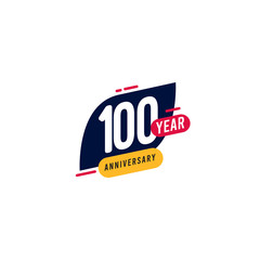 100 Years Anniversary blue yellow Vector Template Design Illustration