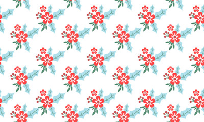 Christmas red floral design, for seamless floral pattern.