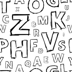 Doodle alphabet vector seamless background